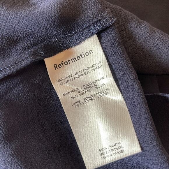 Reformation Nayeli Cap Sleeve V Neck Navy Blue Maxi Dress Size 8 - Picture 6 of 6